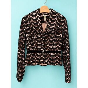 Vintage Tracy Reese Crochet Y2K Lace Jacket Coquette Romantic‎ Black 00s Size 10